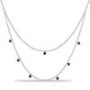 Bezel Set Blue Sapphire Double Row Chain Necklace in 925 Sterling Silver for Women