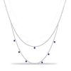 Bezel Set Blue Sapphire Double Row Chain Necklace in 925 Sterling Silver for Women