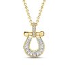 18K Gold Plated Horseshoe Pendant Necklace for Women - Sterling Silver Channel Setting