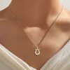18K Gold Plated Horseshoe Pendant Necklace for Women - Sterling Silver Channel Setting
