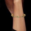 Bezel Set Emerald Tennis Bracelet in 18K Gold Plated Sterling Silver