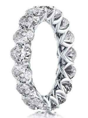 Oval Created White Sapphire Eternity Wedding Band in Sterling Silver