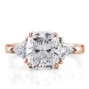 Rose Gold Cushion Cut White Sapphire Engagement Ring Set - 3 Stone Sterling Silver