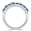 Sterling Silver Princess & Pear Cut Blue Sapphire Engagement Wedding Ring
