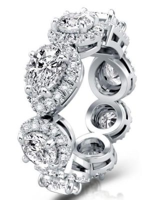 Eternity Halo White Sapphire Wedding Band - 925 Sterling Silver