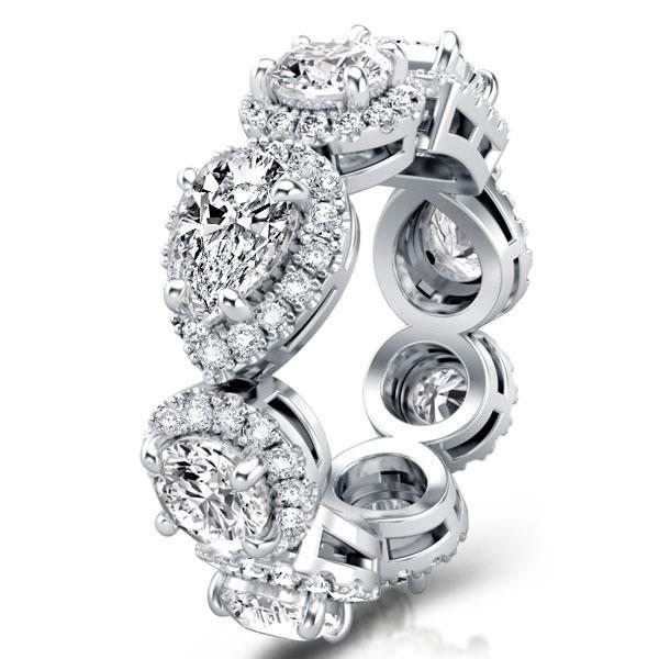 Eternity Halo White Sapphire Wedding Band - 925 Sterling Silver