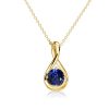 Blue Sapphire Round Cut Drop Pendant Necklace - 925 Sterling Silver