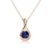 Blue Sapphire Round Cut Drop Pendant Necklace - 925 Sterling Silver