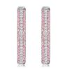 Pink Sapphire Micro-Pave Oval Hoop Earrings - Sterling Silver
