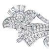 Art Deco Sterling Silver Flower Brooch for Women - 925 Silver, 2.15 CT TW Gemstones
