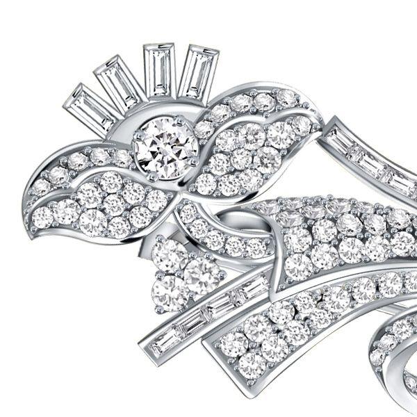 Art Deco Sterling Silver Flower Brooch for Women - 925 Silver, 2.15 CT TW Gemstones