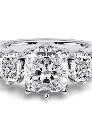 4.78 CTW Cushion Cut Multi-Stone Eternity Ring for Women in Sterling Silver