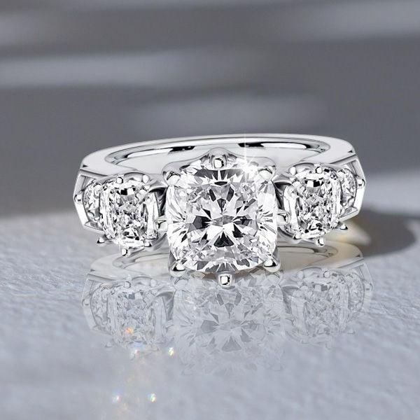 4.78 CTW Cushion Cut Multi-Stone Eternity Ring for Women in Sterling Silver
