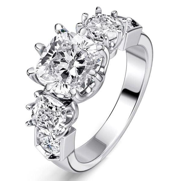 4.78 CTW Cushion Cut Multi-Stone Eternity Ring for Women in Sterling Silver