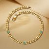 18K Gold Plated Sterling Silver Cuban Link Bracelet with Emerald Sapphire Stones