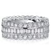 3.74 CT. TW. Channel Set Round & Baguette Eternity Wedding Band in Rhodium-Plated Sterling Silver