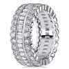 3.74 CT. TW. Channel Set Round & Baguette Eternity Wedding Band in Rhodium-Plated Sterling Silver