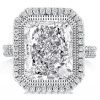 Radiant Halo Engagement Ring - 14.75 CT Center Stone - Sterling Silver