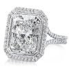 Radiant Halo Engagement Ring - 14.75 CT Center Stone - Sterling Silver