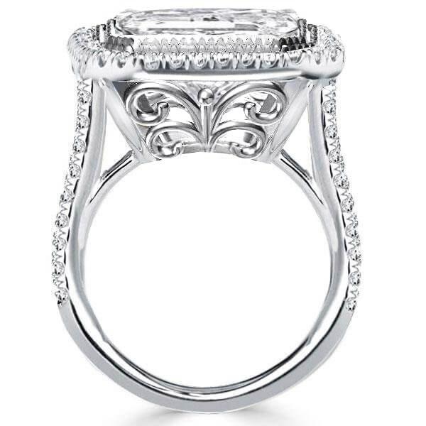 Radiant Halo Engagement Ring - 14.75 CT Center Stone - Sterling Silver
