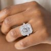 Radiant Halo Engagement Ring - 14.75 CT Center Stone - Sterling Silver