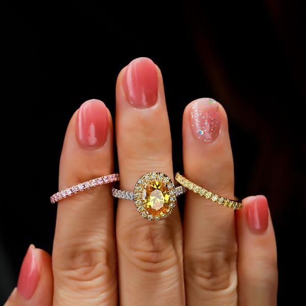 Sterling Silver Engagement Ring - 2.0 CT Center Stone, Multiple Plating Options