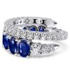 Oval Cut Blue Sapphire Ring for Women in 925 Sterling Silver with Spiral Design