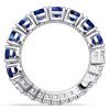 Oval Cut Blue Sapphire Ring for Women in 925 Sterling Silver with Spiral Design