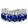 Oval Cut Blue Sapphire Ring for Women in 925 Sterling Silver with Spiral Design