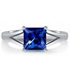 Princess Cut Blue Sapphire Engagement Ring - 925 Sterling Silver