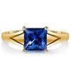 Princess Cut Blue Sapphire Engagement Ring - 925 Sterling Silver