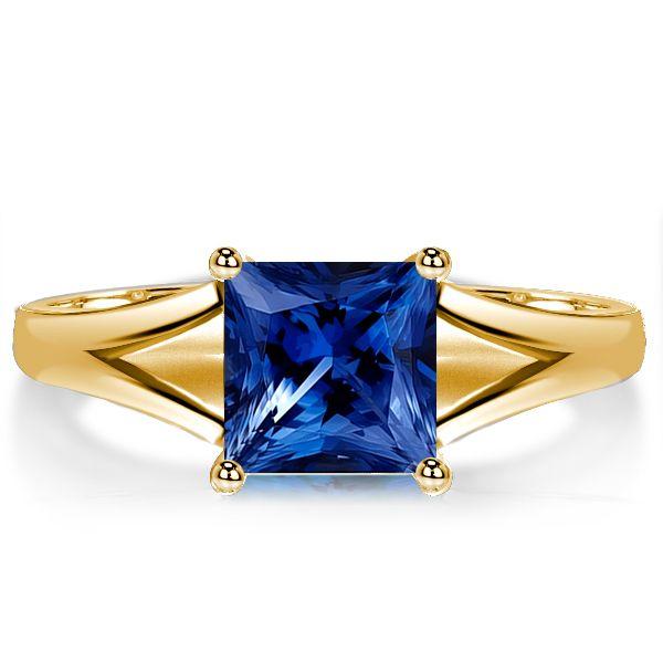 Princess Cut Blue Sapphire Engagement Ring - 925 Sterling Silver