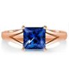 Princess Cut Blue Sapphire Engagement Ring - 925 Sterling Silver