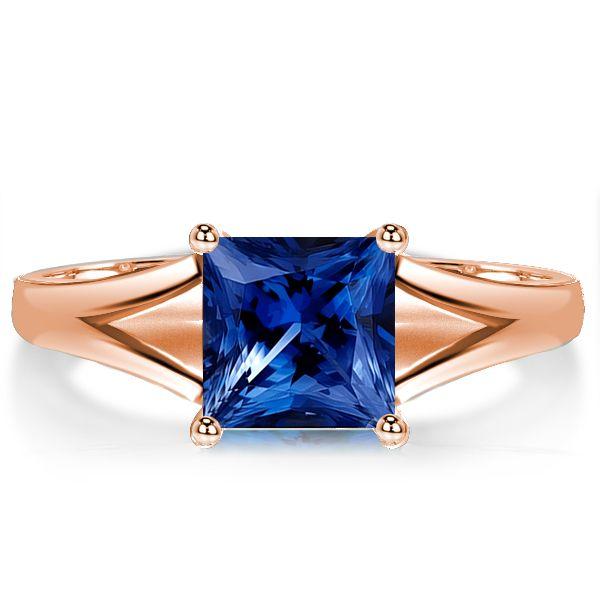 Princess Cut Blue Sapphire Engagement Ring - 925 Sterling Silver