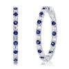 Sterling Silver Baguette Blue Sapphire Hoop Earrings, 7.20 CT. TW.