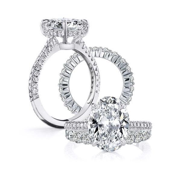 White Sapphire Sterling Silver Bridal Ring Set - 4.00 CT Center Stone