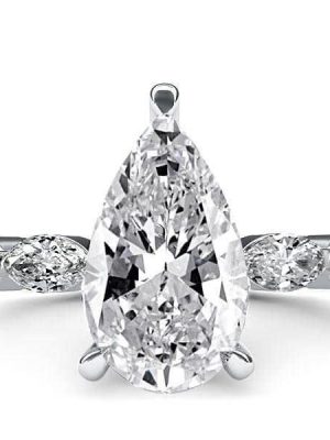 Pear Eternity Created White Sapphire Engagement Ring in Sterling Silver