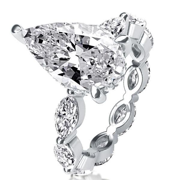 Pear Eternity Created White Sapphire Engagement Ring in Sterling Silver