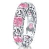 White and Pink Sapphire Cushion Cut Eternity Band in Sterling Silver