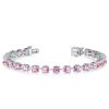 Pink Sapphire Tennis Bracelet for Women - Sterling Silver Round Cut
