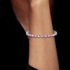 Pink Sapphire Tennis Bracelet for Women - Sterling Silver Round Cut