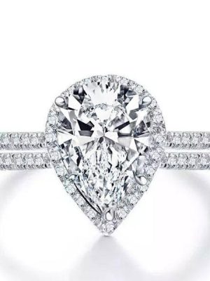 Pear Cut White Sapphire Bridal Set - Sterling Silver Wedding Ring Set