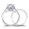 Pear Cut White Sapphire Bridal Set - Sterling Silver Wedding Ring Set
