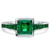 Asscher Cut Emerald Engagement Ring - 18K Gold Plated Sterling Silver Bezel Setting