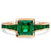 Asscher Cut Emerald Engagement Ring - 18K Gold Plated Sterling Silver Bezel Setting