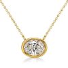 Oval Cut Bezel Set Necklace - 925 Sterling Silver Pendant Necklace for Women
