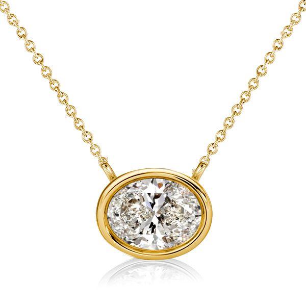 Oval Cut Bezel Set Necklace - 925 Sterling Silver Pendant Necklace for Women