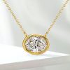 Oval Cut Bezel Set Necklace - 925 Sterling Silver Pendant Necklace for Women