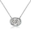 Oval Cut Bezel Set Necklace - 925 Sterling Silver Pendant Necklace for Women