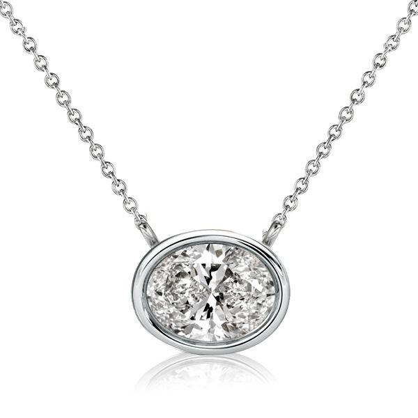 Oval Cut Bezel Set Necklace - 925 Sterling Silver Pendant Necklace for Women